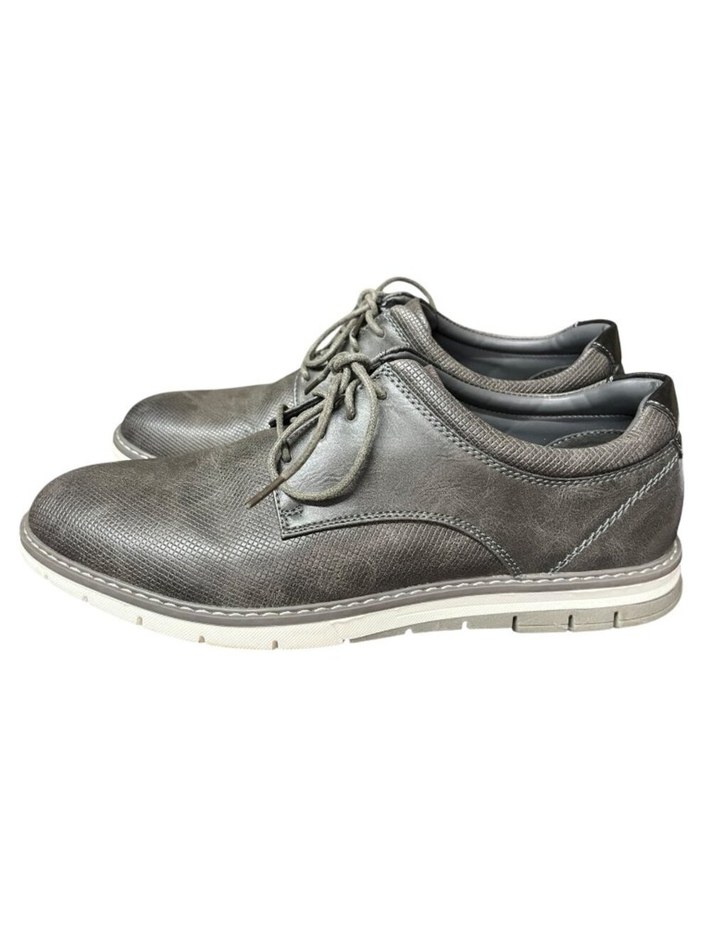 Ashford Hayes Mens Gray Textured Lace-Up Casual Shoes Size 8.5